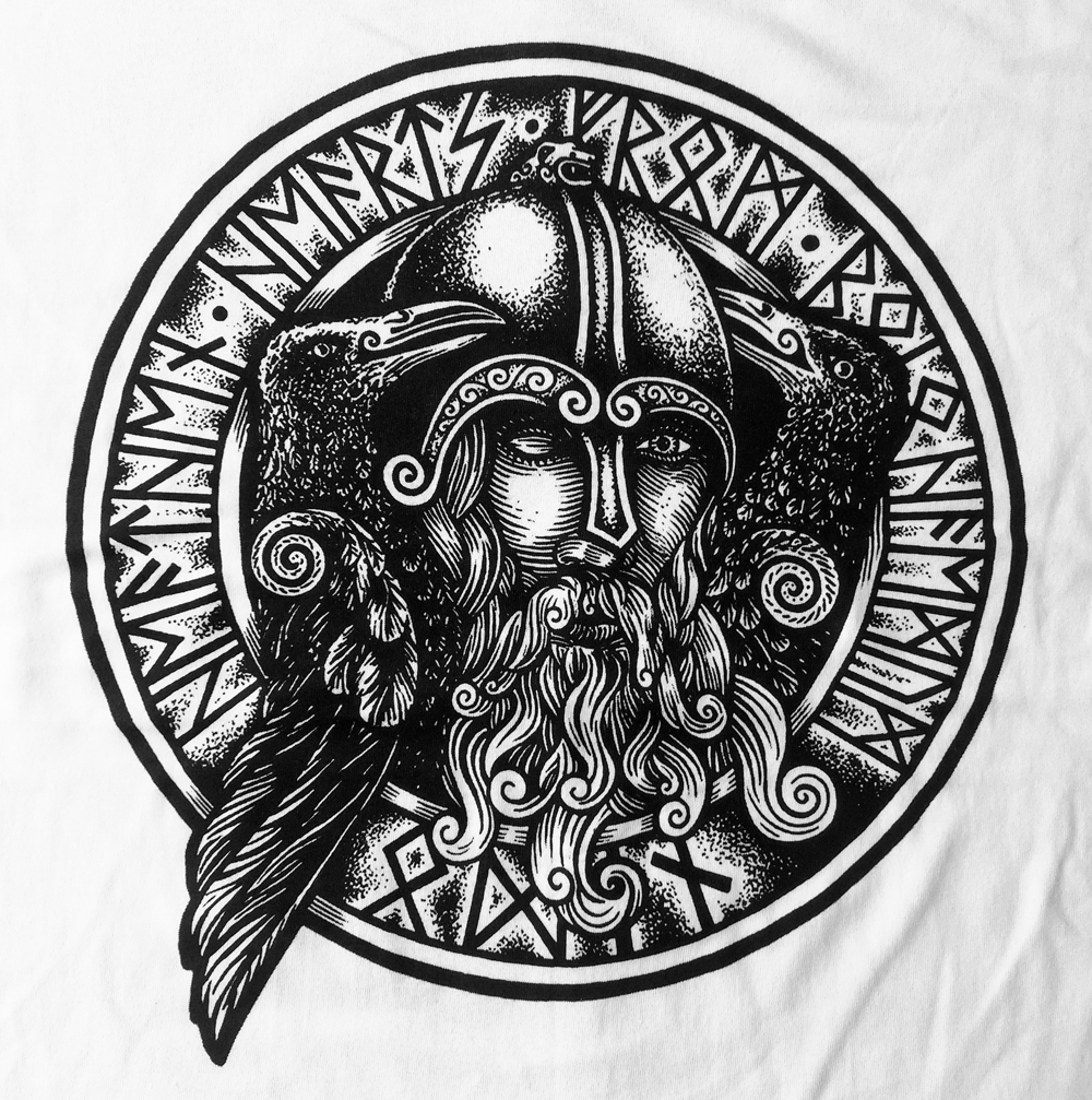 Detailansicht eines Allvater-Odin-Druckmusters