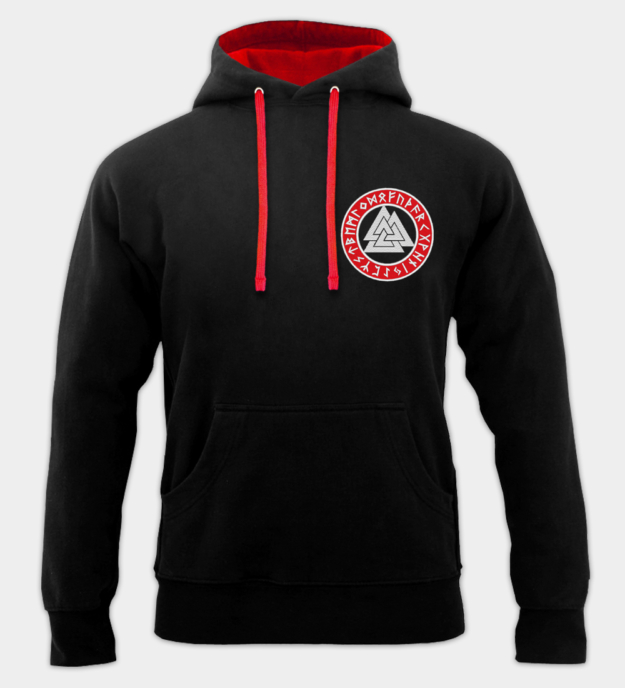 Valknut broderet hættetrøje