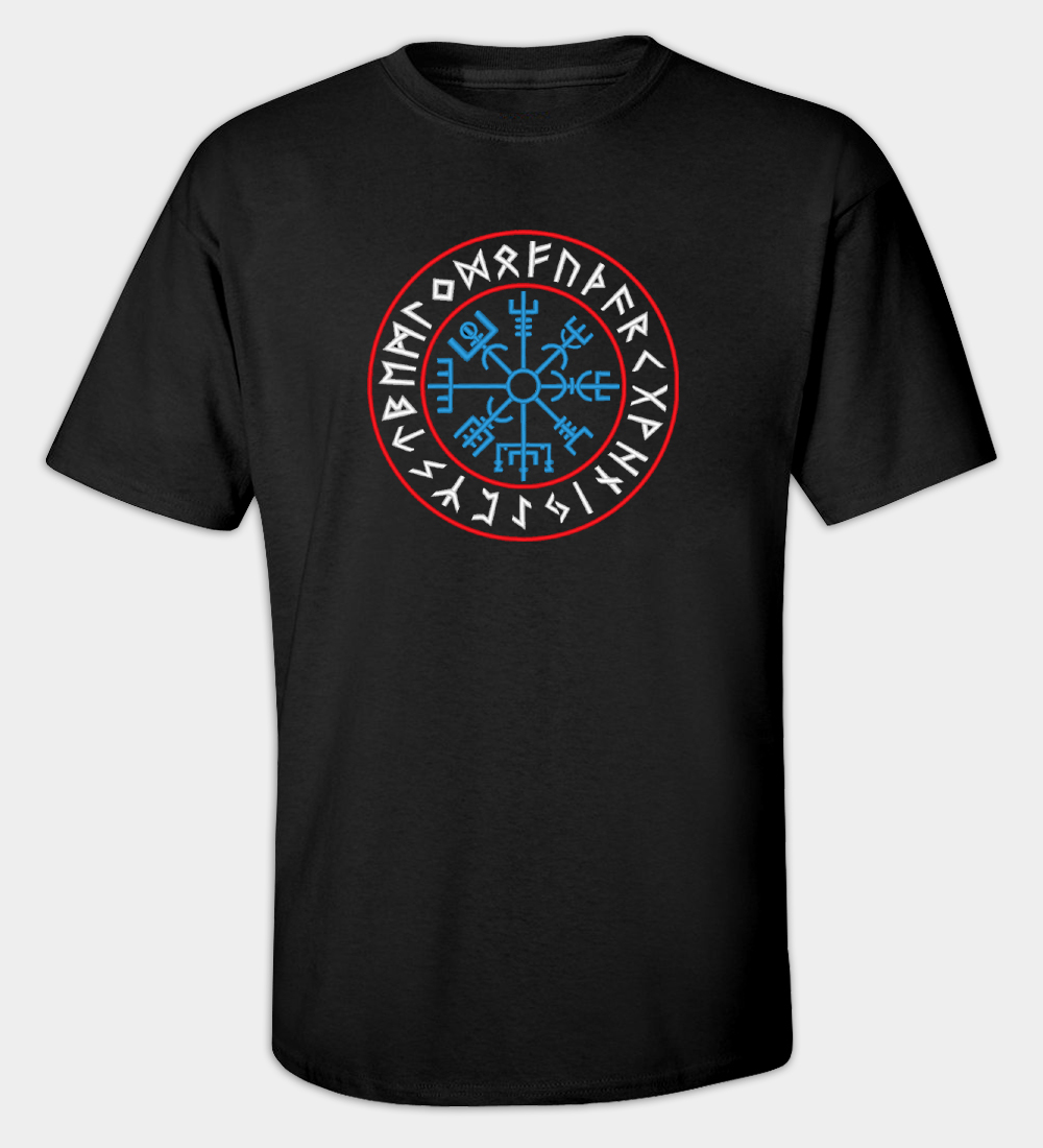 Camiseta bordada Vegvisir rúnico Camiseta bordada Vegvisir rúnico