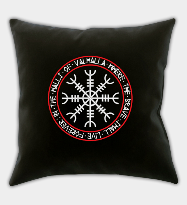 Funda de cojín bordada Salas de Valhalla Funda de cojín bordada Salas de Valhalla