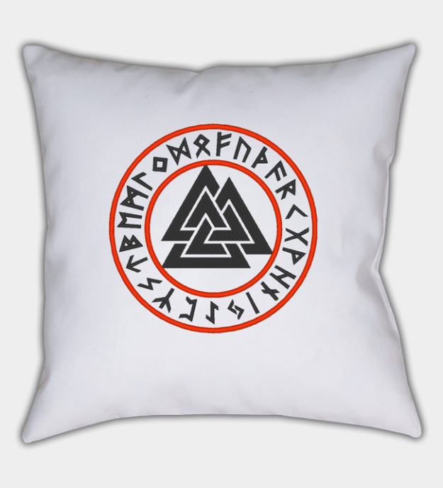 Funda de cojín bordada Círculo rúnico Valknut