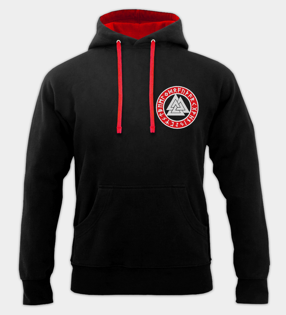 Valknut Runische Cirkel Geborduurde Hoodie Valknut Runische Cirkel Geborduurde Hoodie