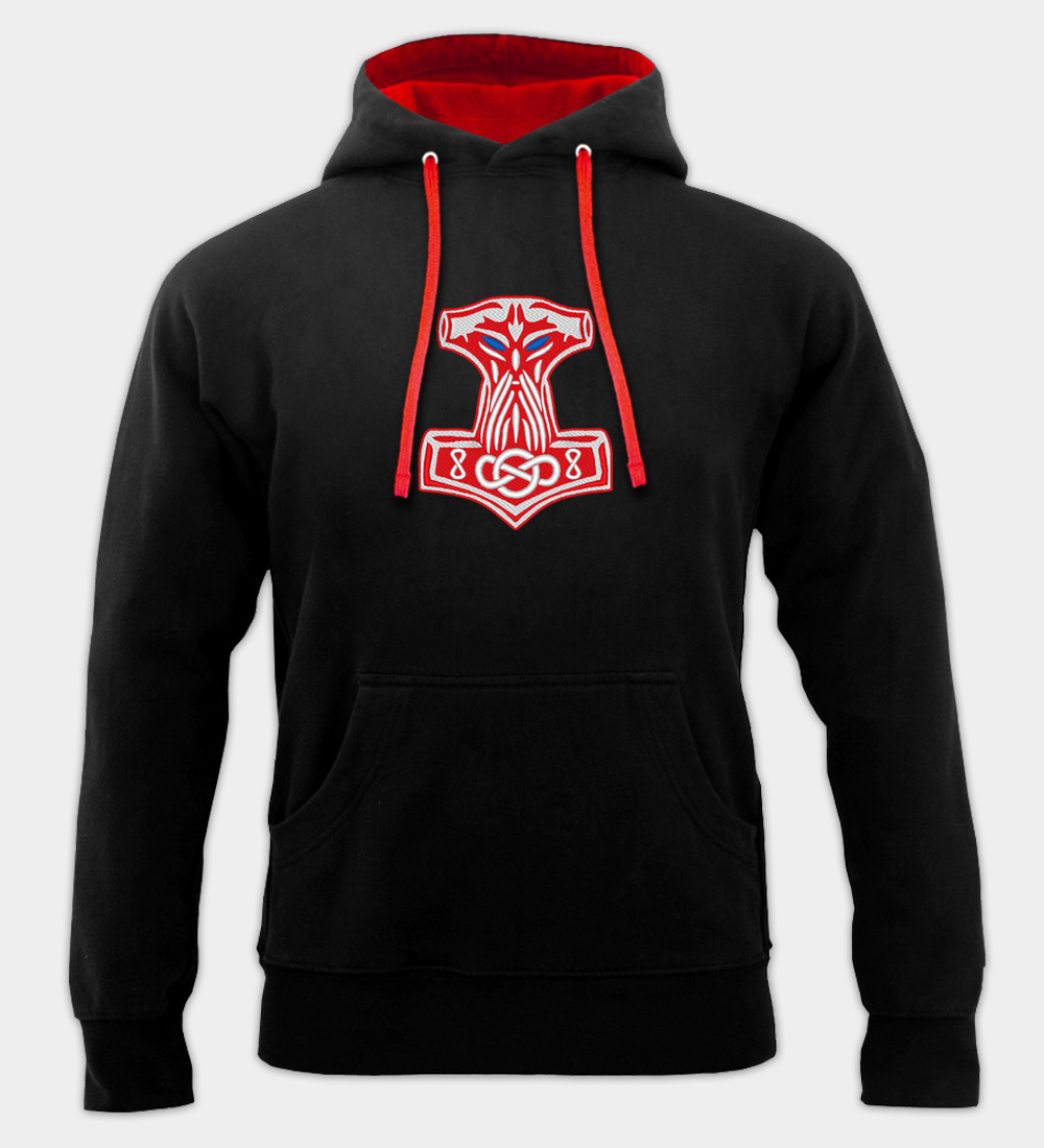 Thor's Hammer Geborduurde Hoodie Thor's Hammer Geborduurde Hoodie