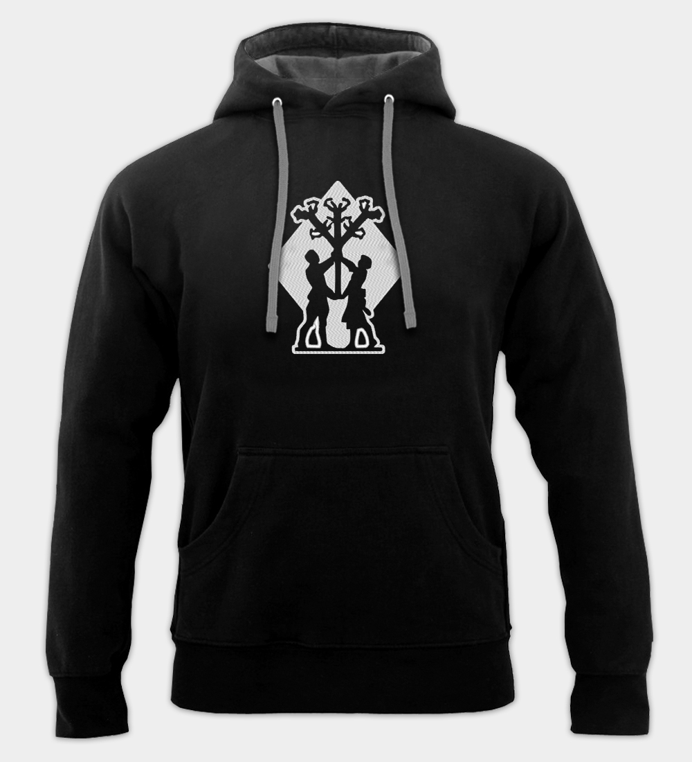 Algiz-motief geborduurde hoodie Algiz-motief geborduurde hoodie