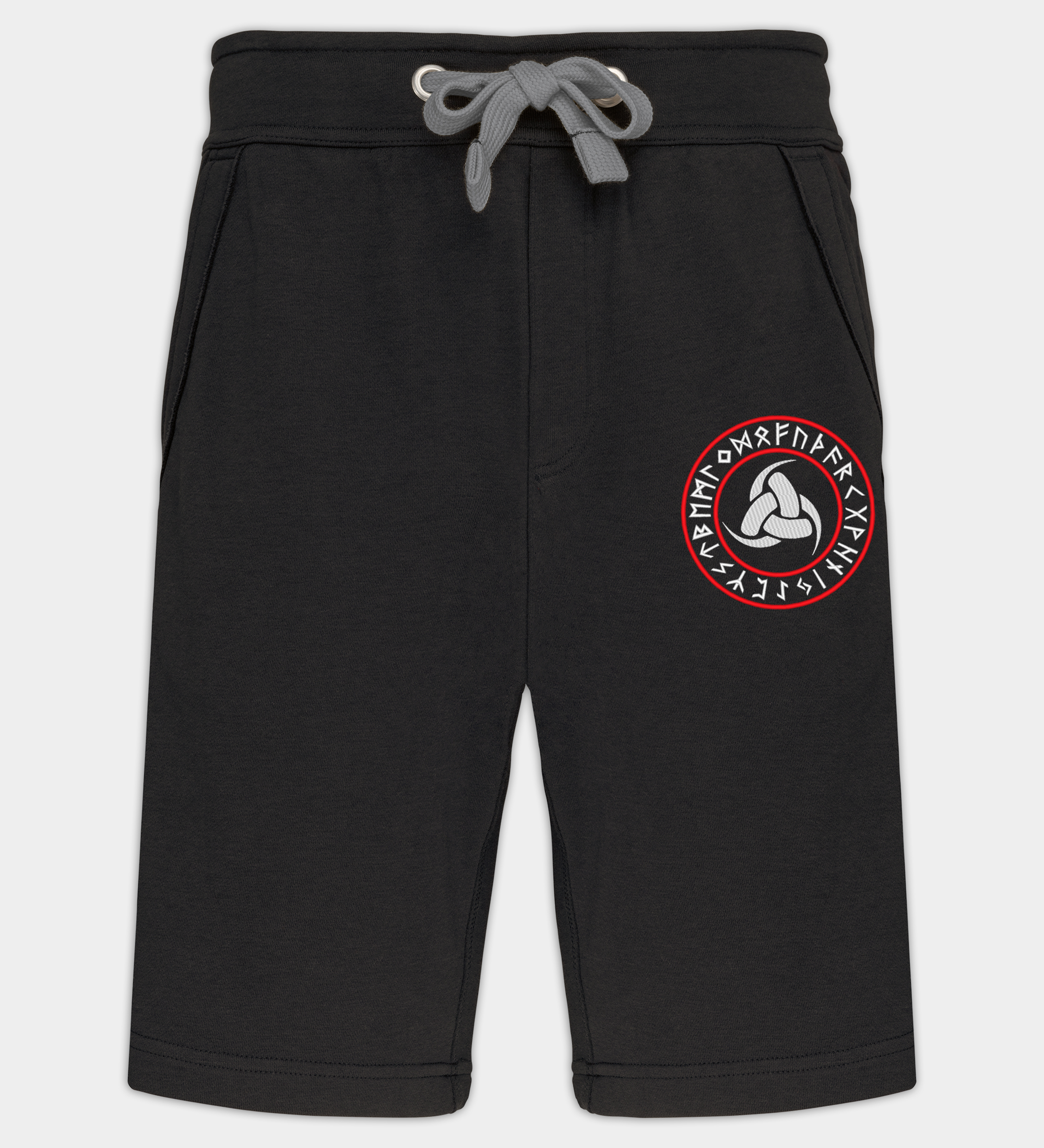 Triple hoorn van Odin geborduurde bermudashorts Triple hoorn van Odin geborduurde bermudashorts
