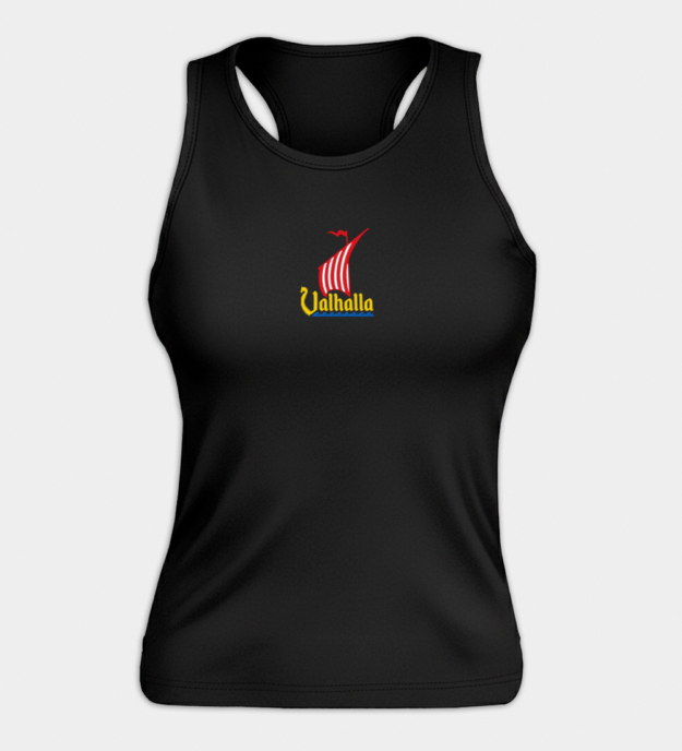 Top sem mangas feminino bordado Navio Dragão Viking