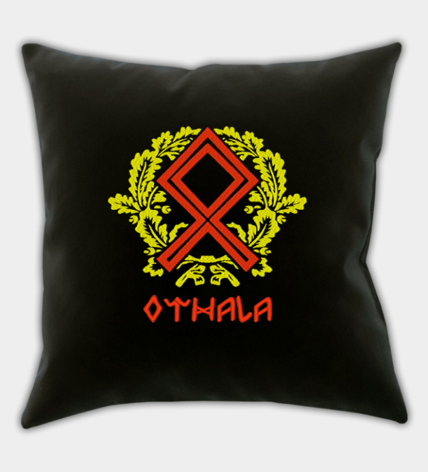 Othala Embroidered Throw Pillow Cover