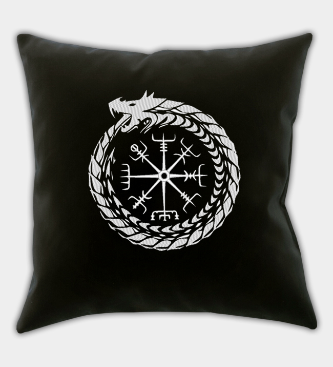 Midgard Serpent Embroidered Throw Pillow Cover Midgard Serpent Embroidered Throw Pillow Cover