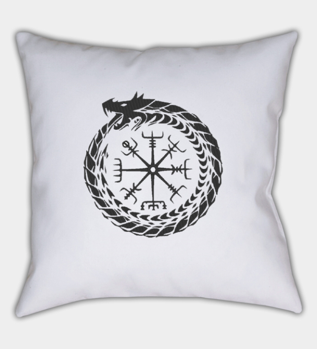 Midgard Serpent Embroidered Throw Pillow Cover
