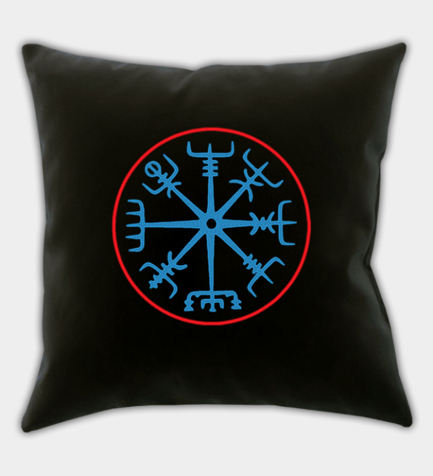 Vegvísir Embroidered Throw Pillow Cover
