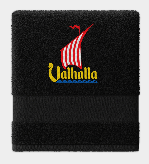 Viking Dragon Ship Embroidered Towel