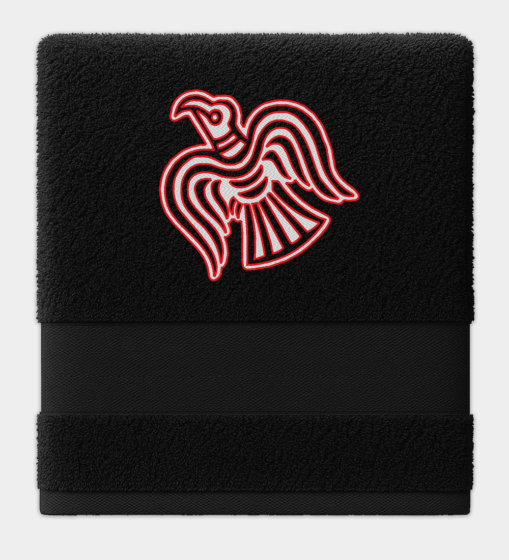 Viking Raven Motif Embroidered Towel Viking Raven Motif Embroidered Towel