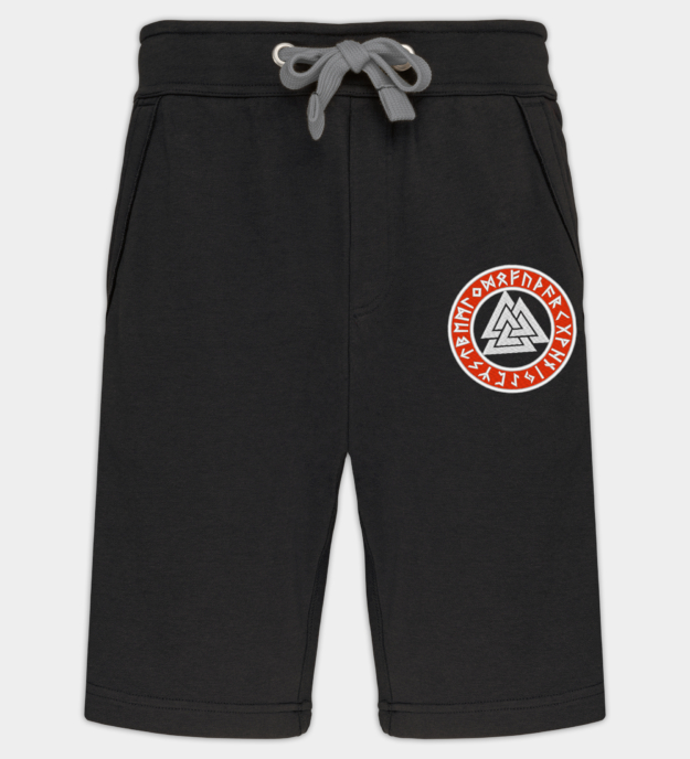 Runic Valknut Embroidered Bermuda Shorts
