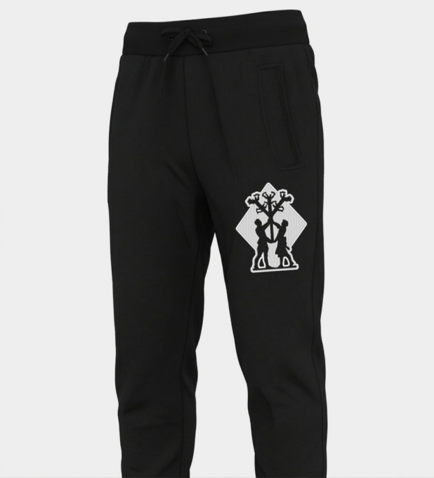 Algiz Life Rune Motif Embroidered Joggers